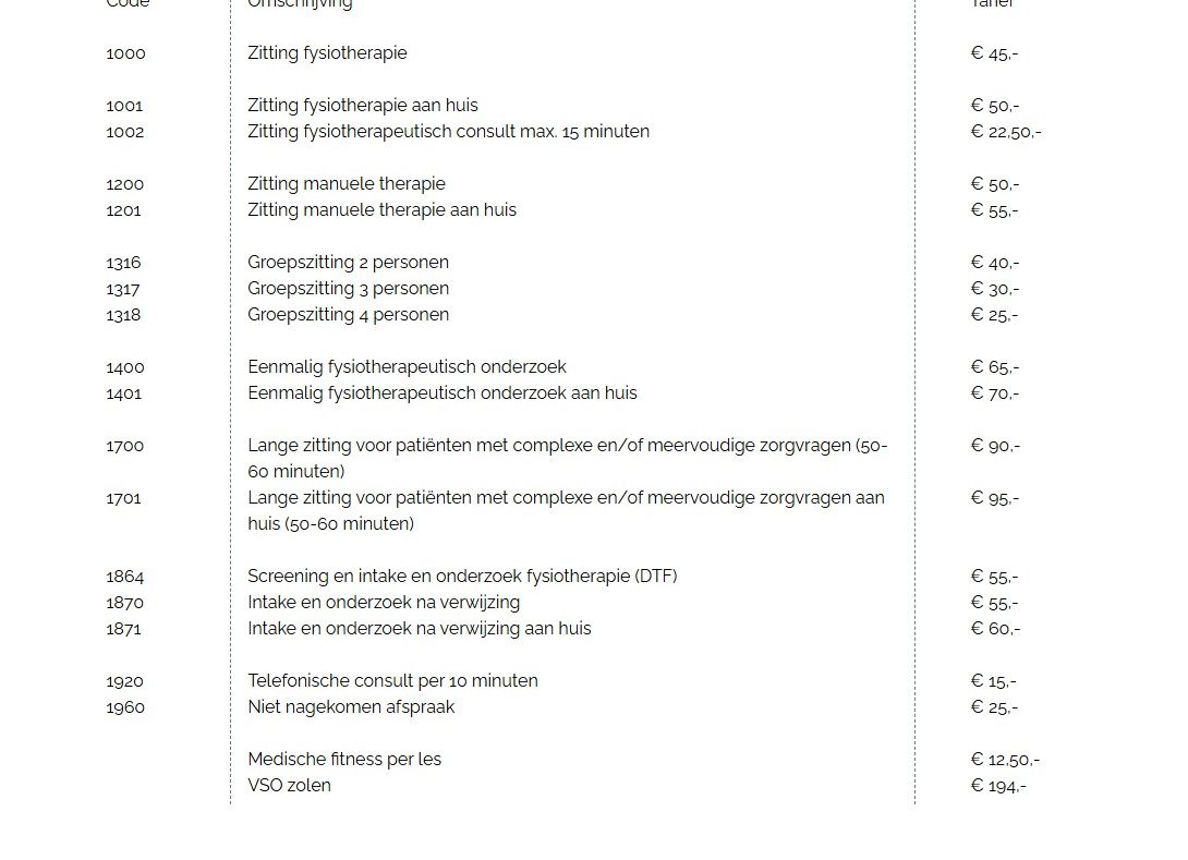 Tarieven en vergoedingen 4
